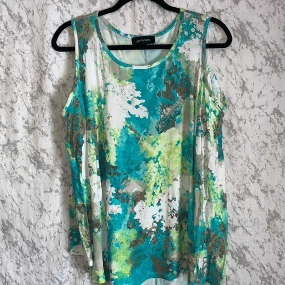 Grayson Long Sleeve Tunic Top Peekaboo Shoulders Size 1X